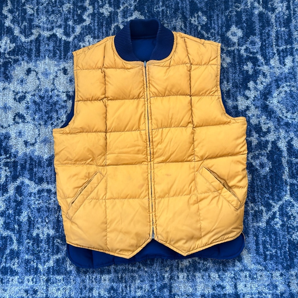 VINTAGE Eddie Bauer Yellow / Navy Reversible Puffer Vest